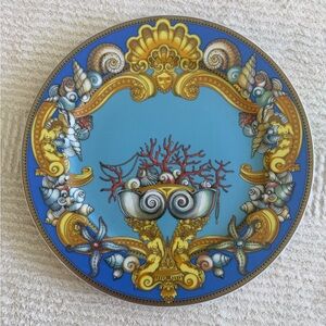 Versace Blue and Gold Sea Motif Plate